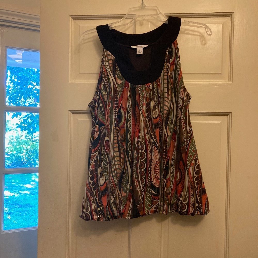 Sleeveless Blouse w/Transparent Glitter Dots